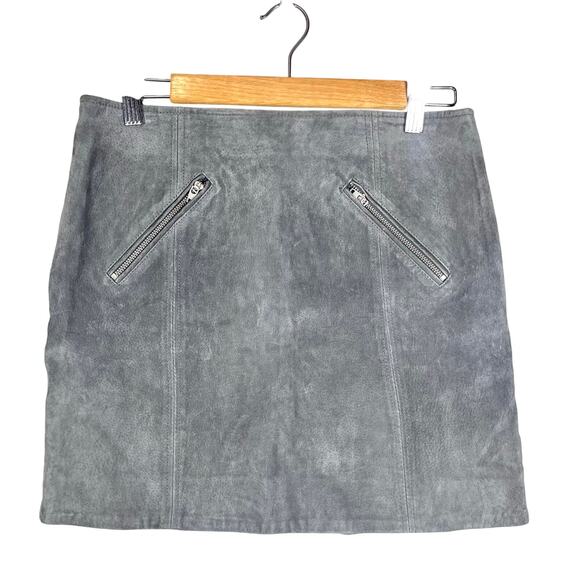 Blank NYC 100% Leather Gray Mini Skirt Size 28 - Picture 2 of 9